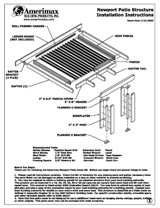 Instructions Alumawood S - How To Install Patio Cover Posts